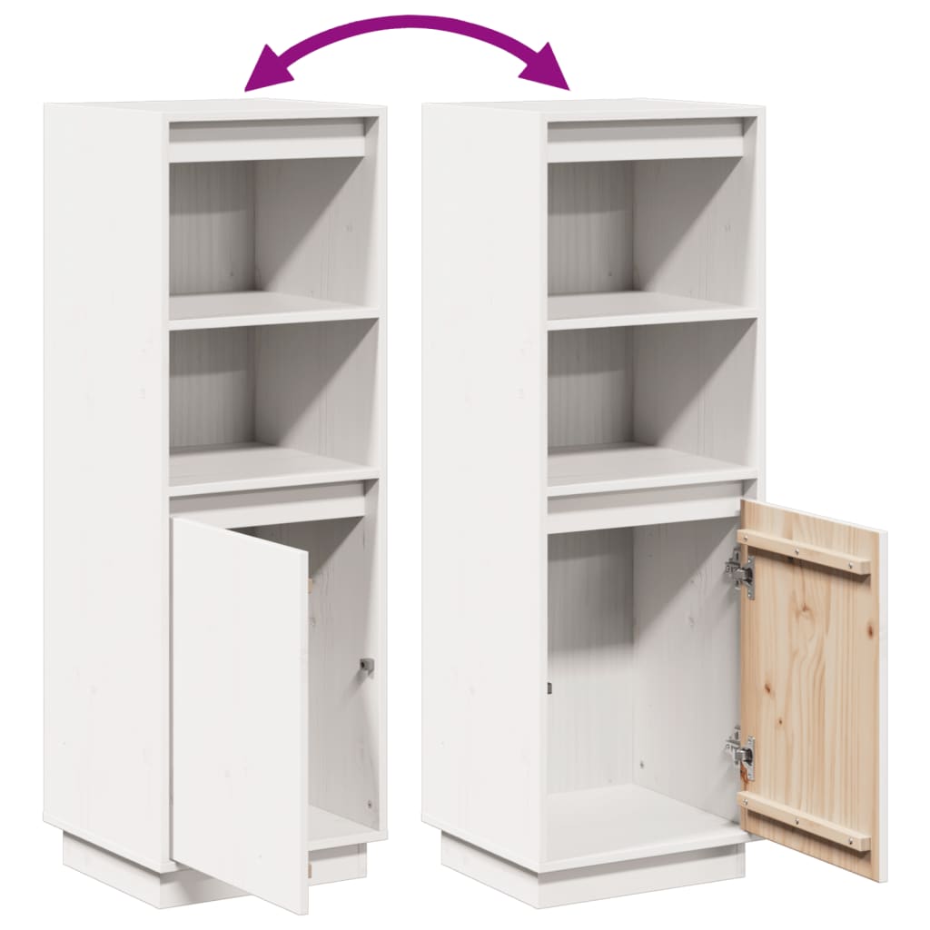 Highboard Hvid 37x34x110 cm Massiv Fyr