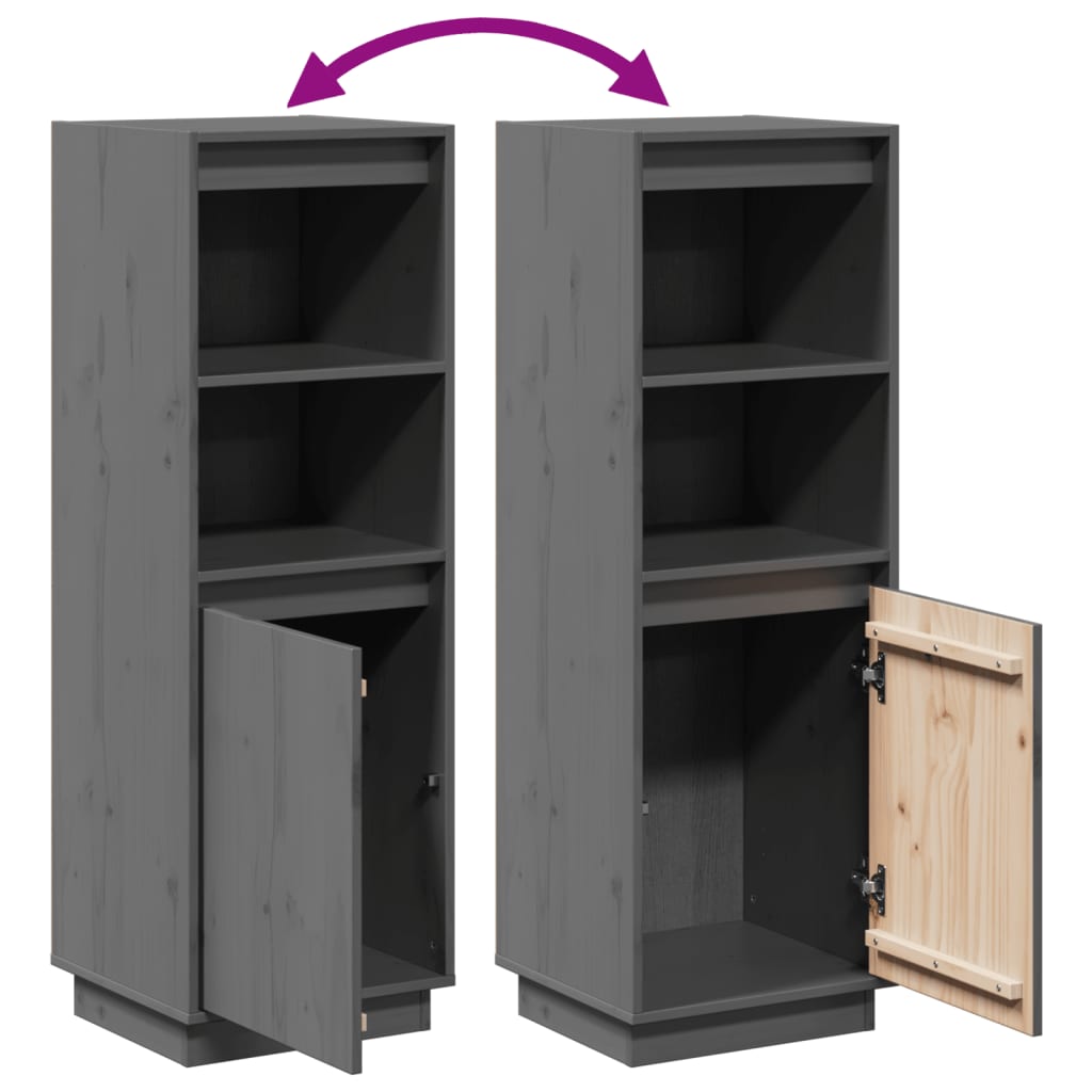 Highboard Grå 37x34x110 cm Massiv Fyr