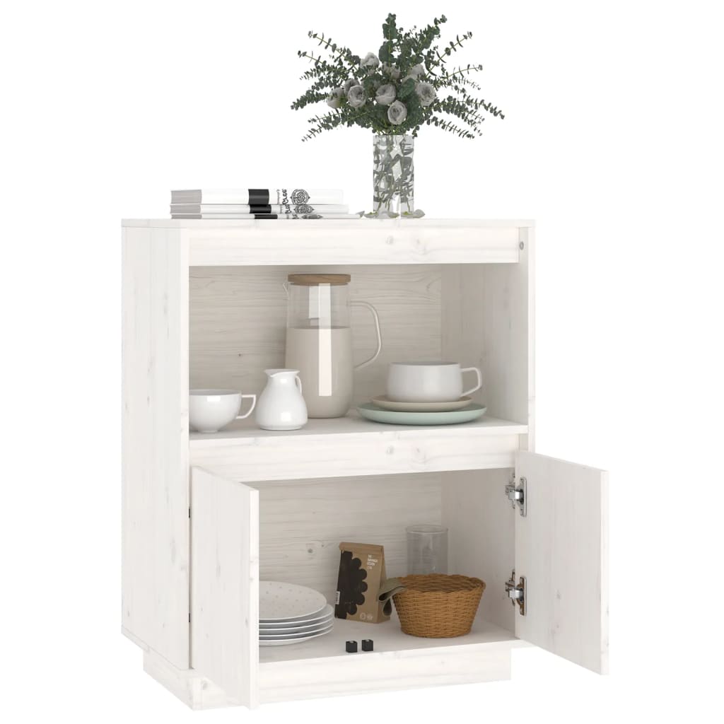 Skænk Hvid 60x34x75 cm Massiv Fyr