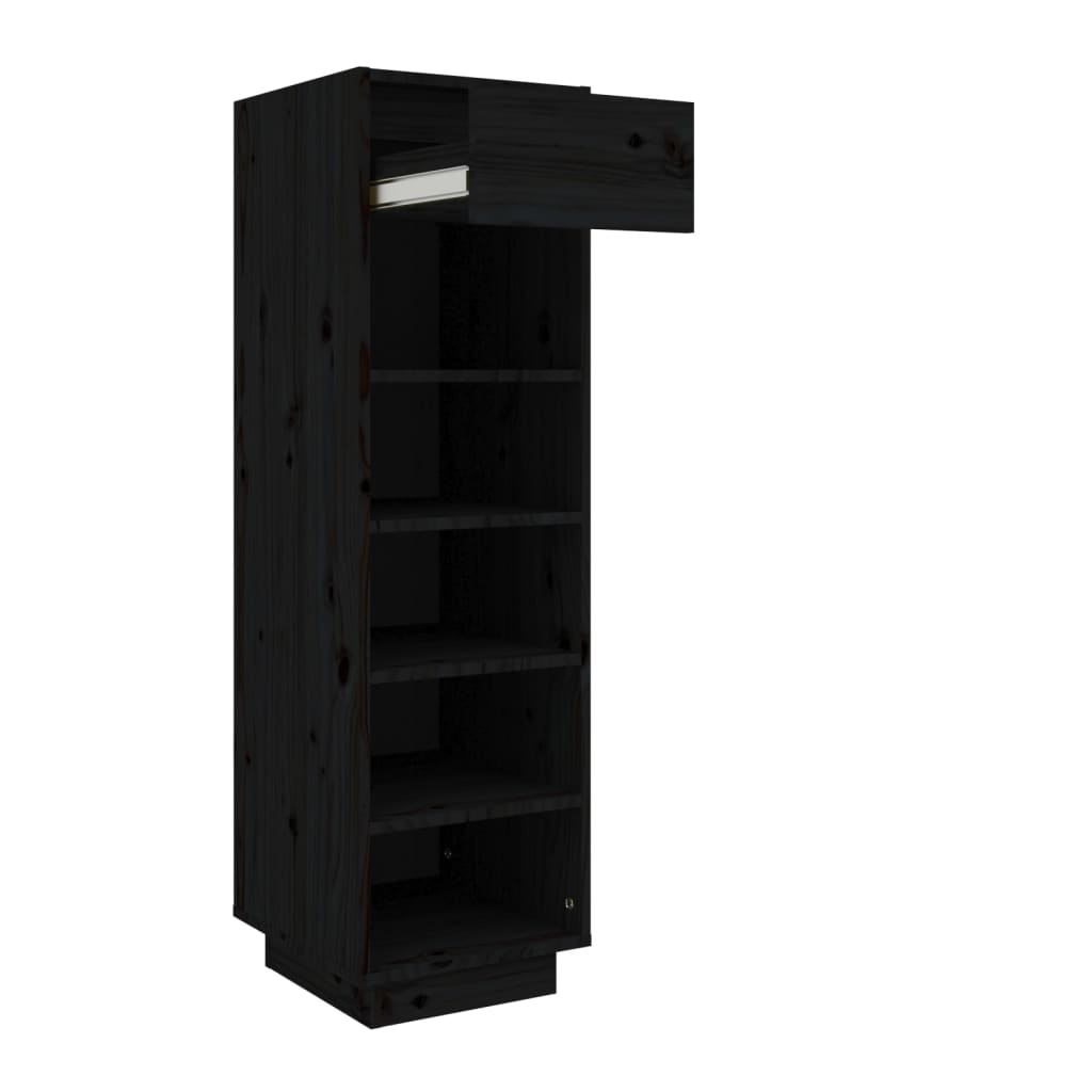 Schuhregal Schwarz 34x30x105 cm Massivholz Kiefer