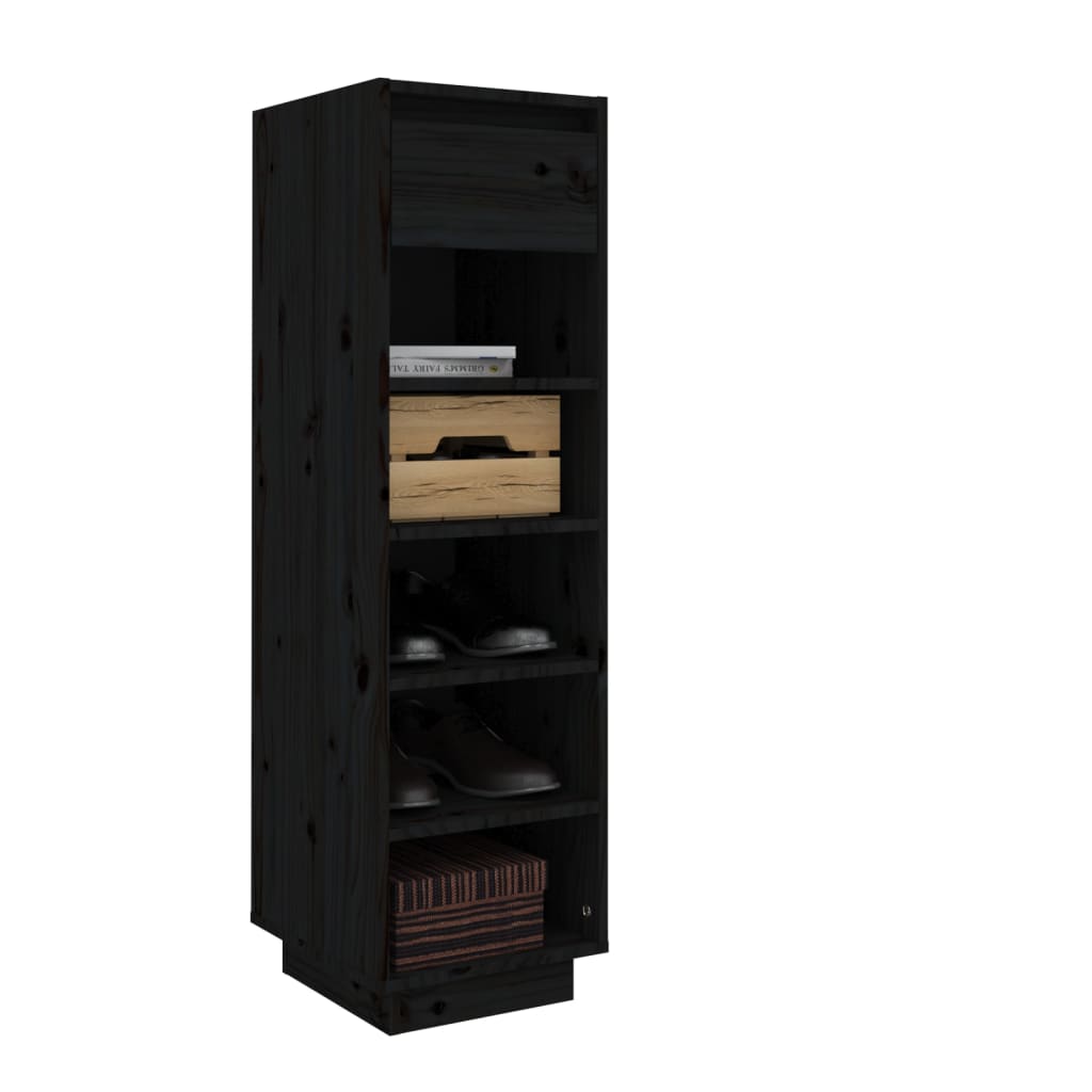 Schuhregal Schwarz 34x30x105 cm Massivholz Kiefer