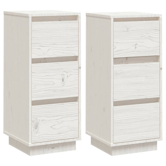Sideboards 2 Stk. Weiß 32x34x75 cm Massivholz Kiefer