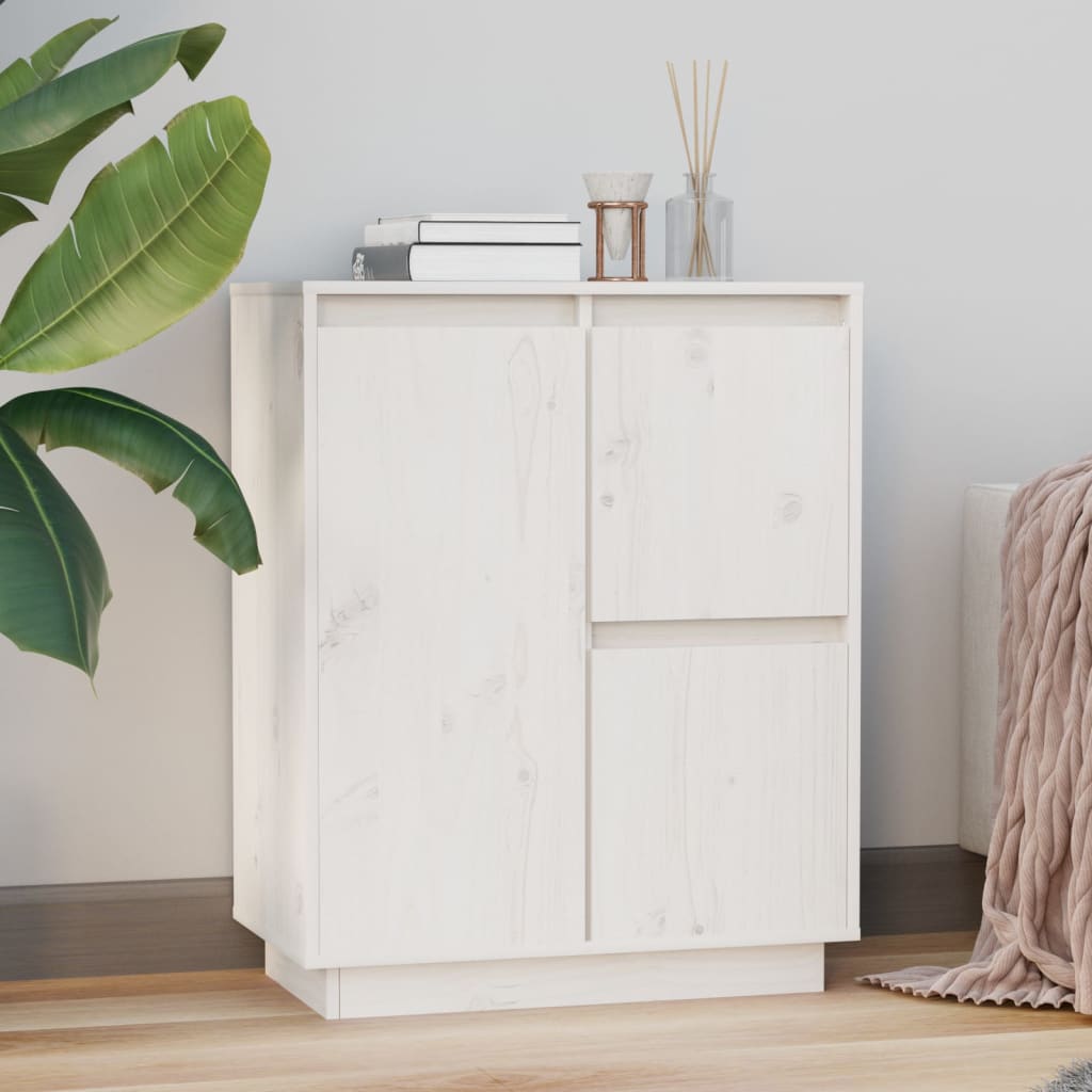 Skænk Hvid 60x34x75 cm Massiv Fyr