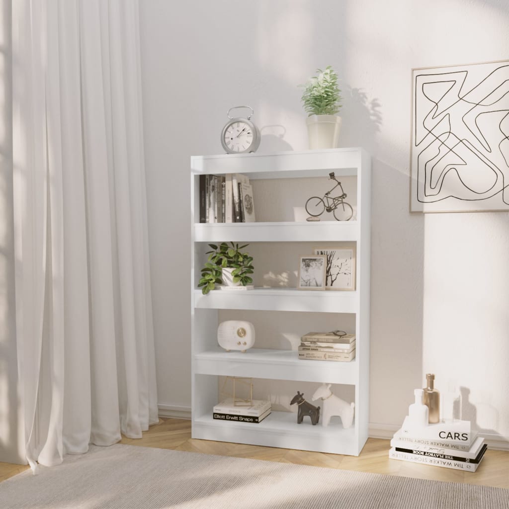 Bogreol/rumdeler Højglans Hvid 80x30x135cm Træmateriale