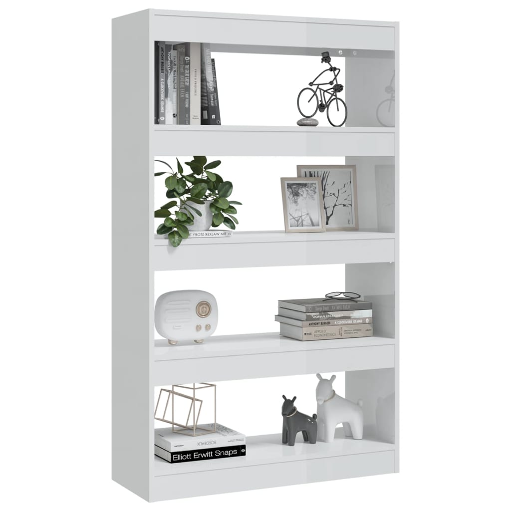 Bogreol/rumdeler Højglans Hvid 80x30x135cm Træmateriale