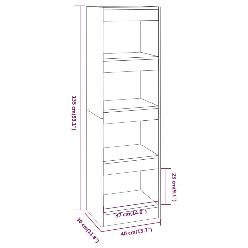 Bücherregal/Raumteiler Grau Sonoma 40x30x135 cm