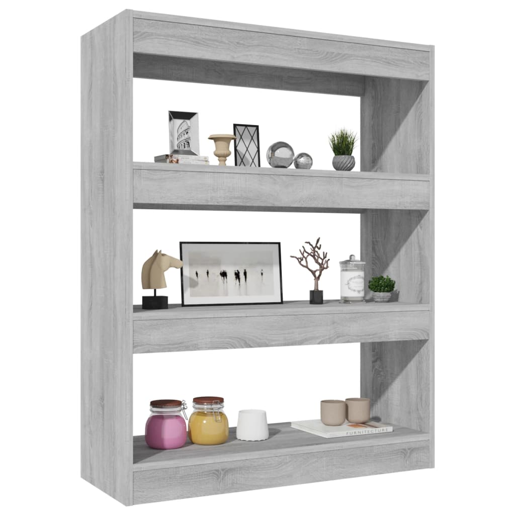 Bogreol/rumdeler Grå Sonoma 80x30x103 cm Træmateriale