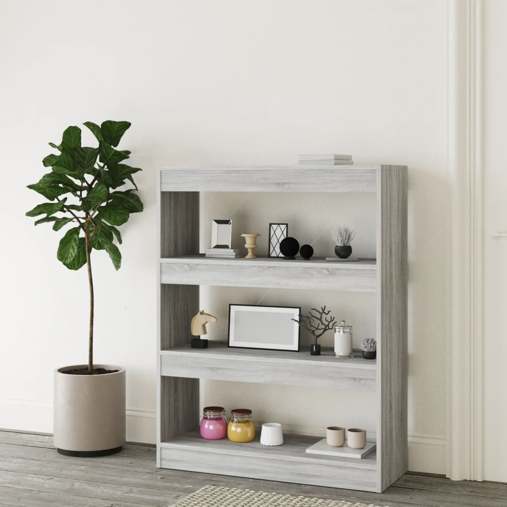 Bogreol/rumdeler Grå Sonoma 80x30x103 cm Træmateriale