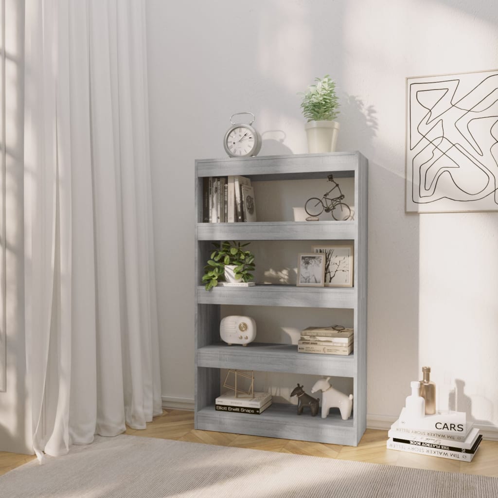 Bogreol/rumdeler Grå Sonoma 80x30x135 cm Træmateriale
