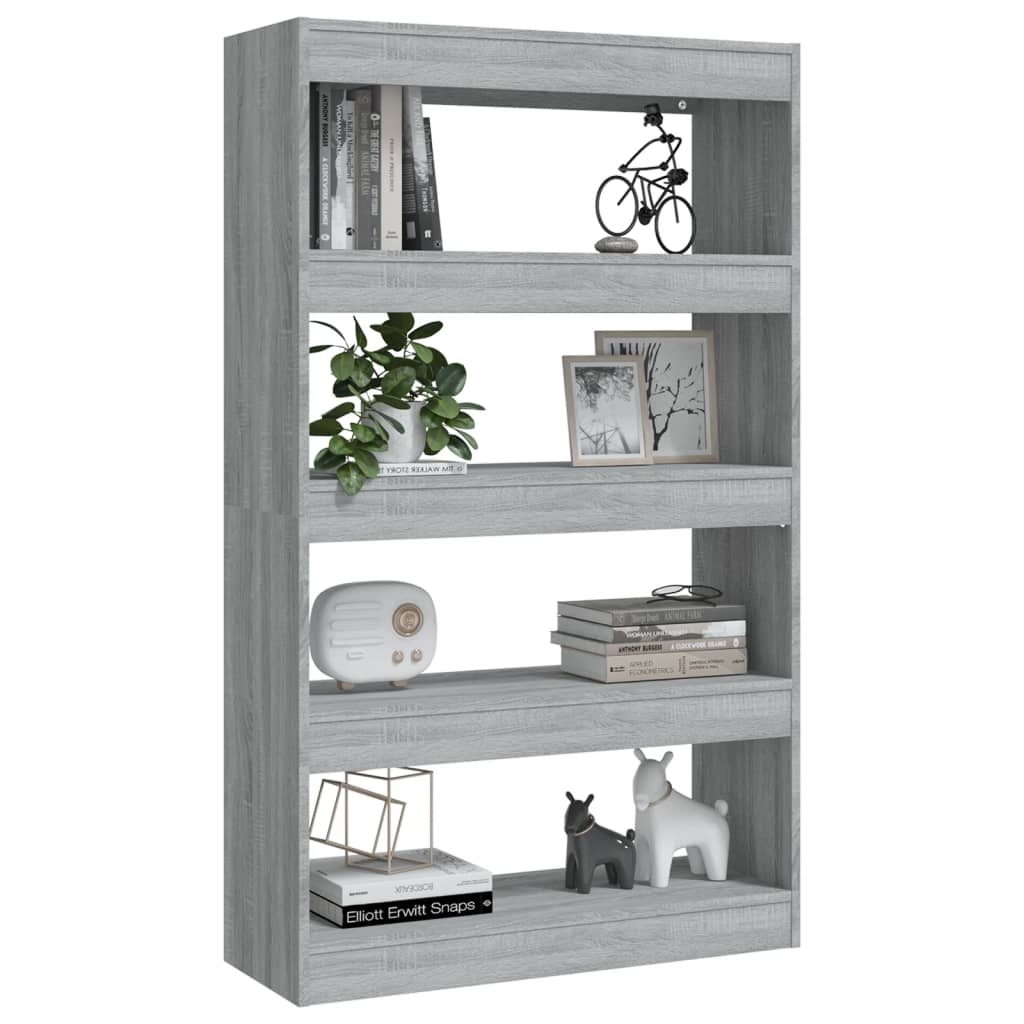 Bogreol/rumdeler Grå Sonoma 80x30x135 cm Træmateriale