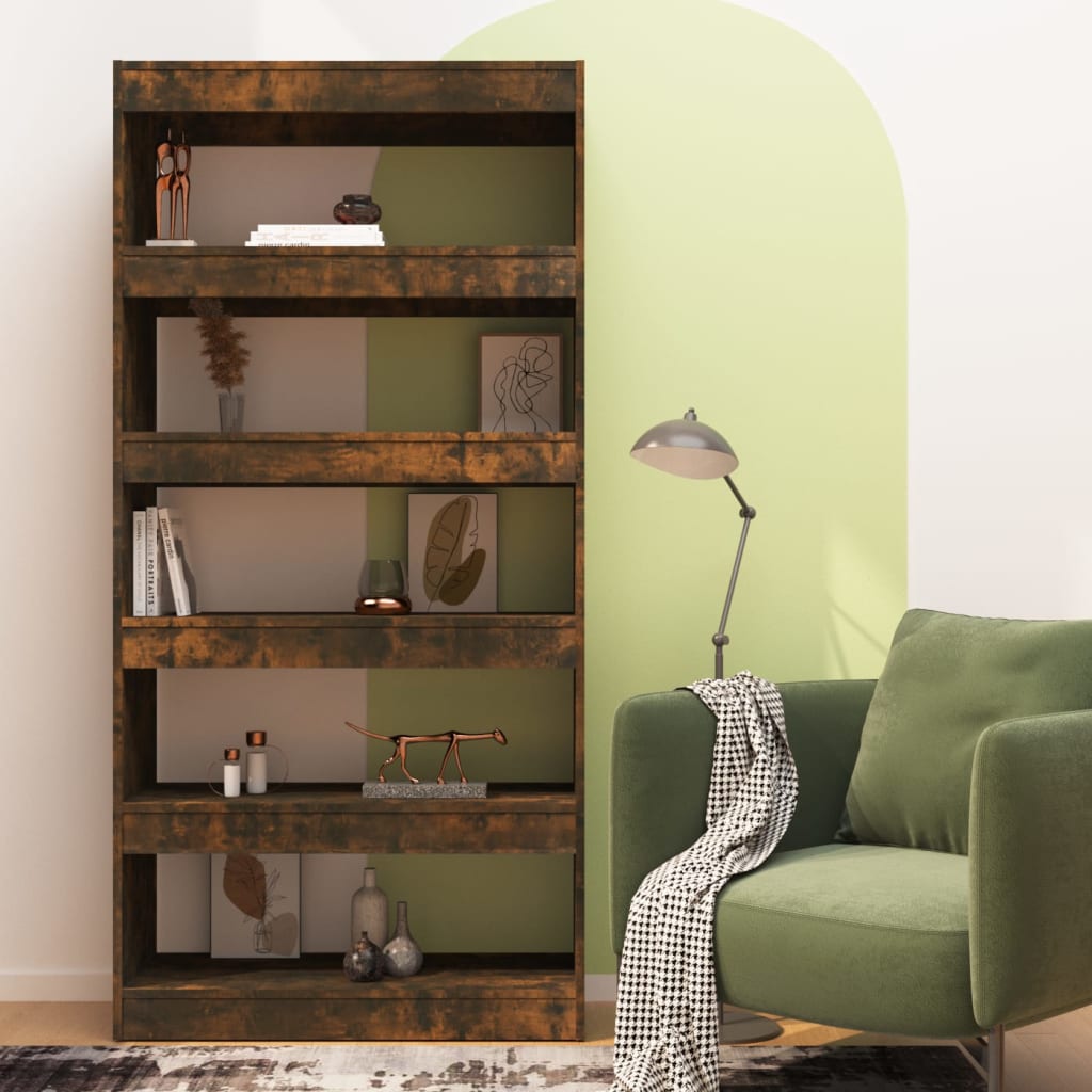 Bogreol/rumdeler Røget eg 80x30x166 cm Træmateriale