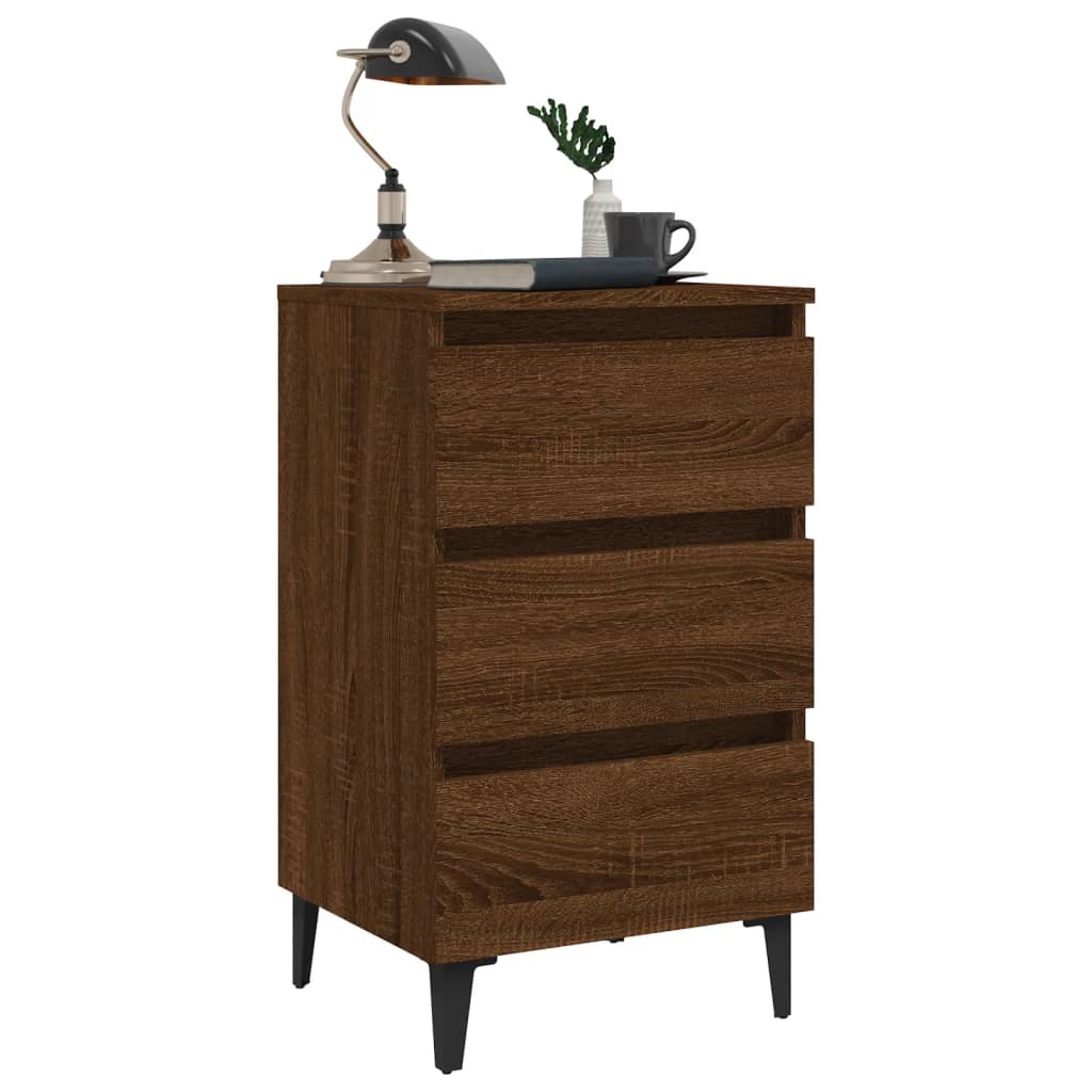 Nachttisch mit Metallbeinen Braun Eichen-Optik 40x35x69 cm