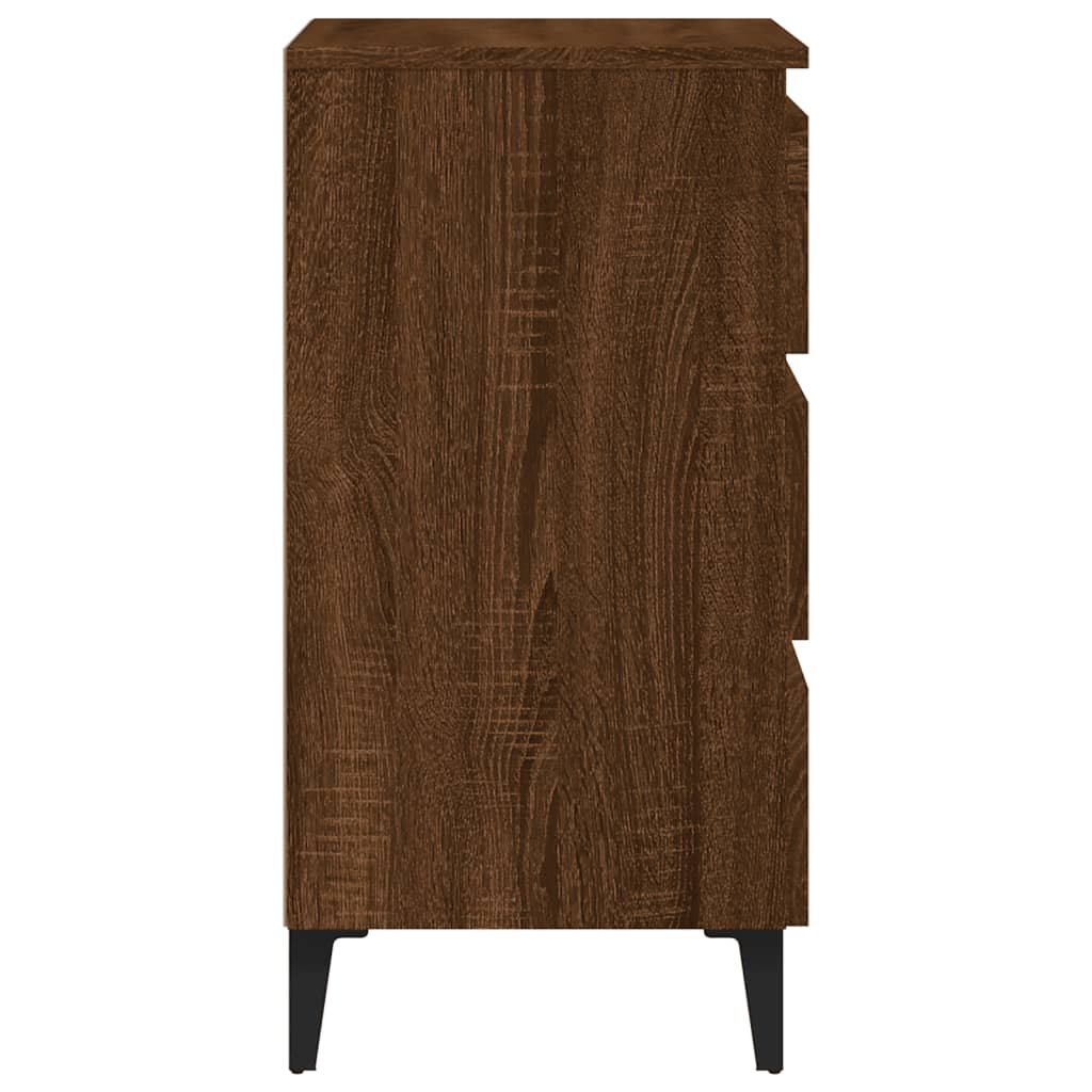 Nachttisch mit Metallbeinen Braun Eichen-Optik 40x35x69 cm
