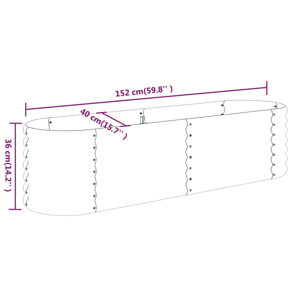 Hochbeet Verzinkter Stahl 152x40x36 cm Silbern