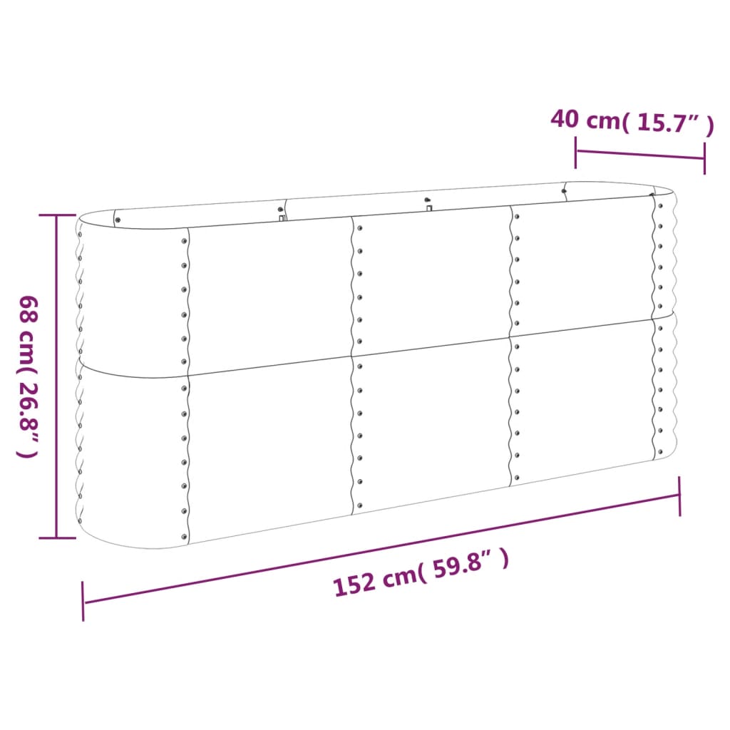 Hochbeet Verzinkter Stahl 152x40x68 cm Anthrazit