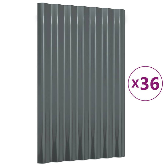 Dachpaneele 36 Stk. Verzinkter Stahl Anthrazit 60x36cm