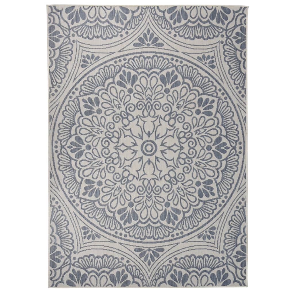 Outdoor-Teppich Flachgewebe 140x200 cm Blaues Muster