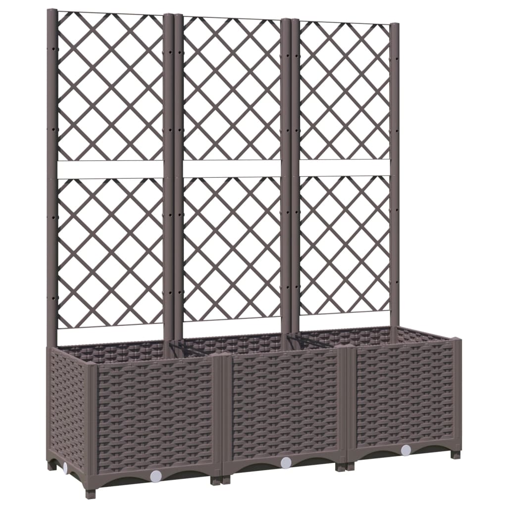 Garten-Pflanzgefäß mit Spalier Braun 120 x 40 x 136 cm PP