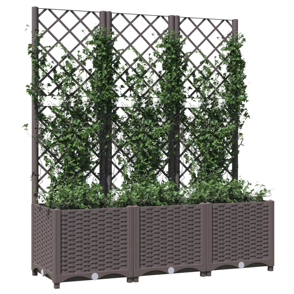 Garten-Pflanzgefäß mit Spalier Braun 120 x 40 x 136 cm PP
