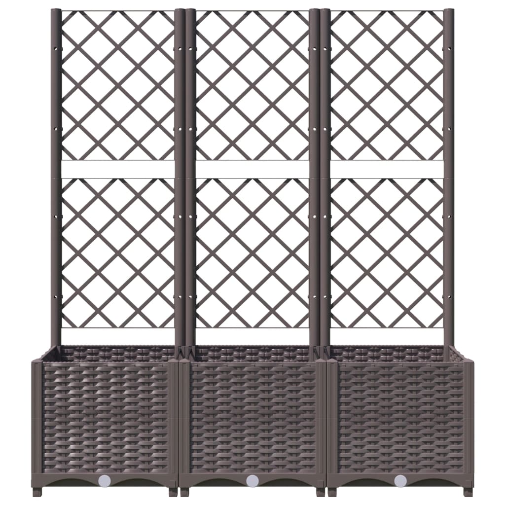 Garten-Pflanzgefäß mit Spalier Braun 120 x 40 x 136 cm PP