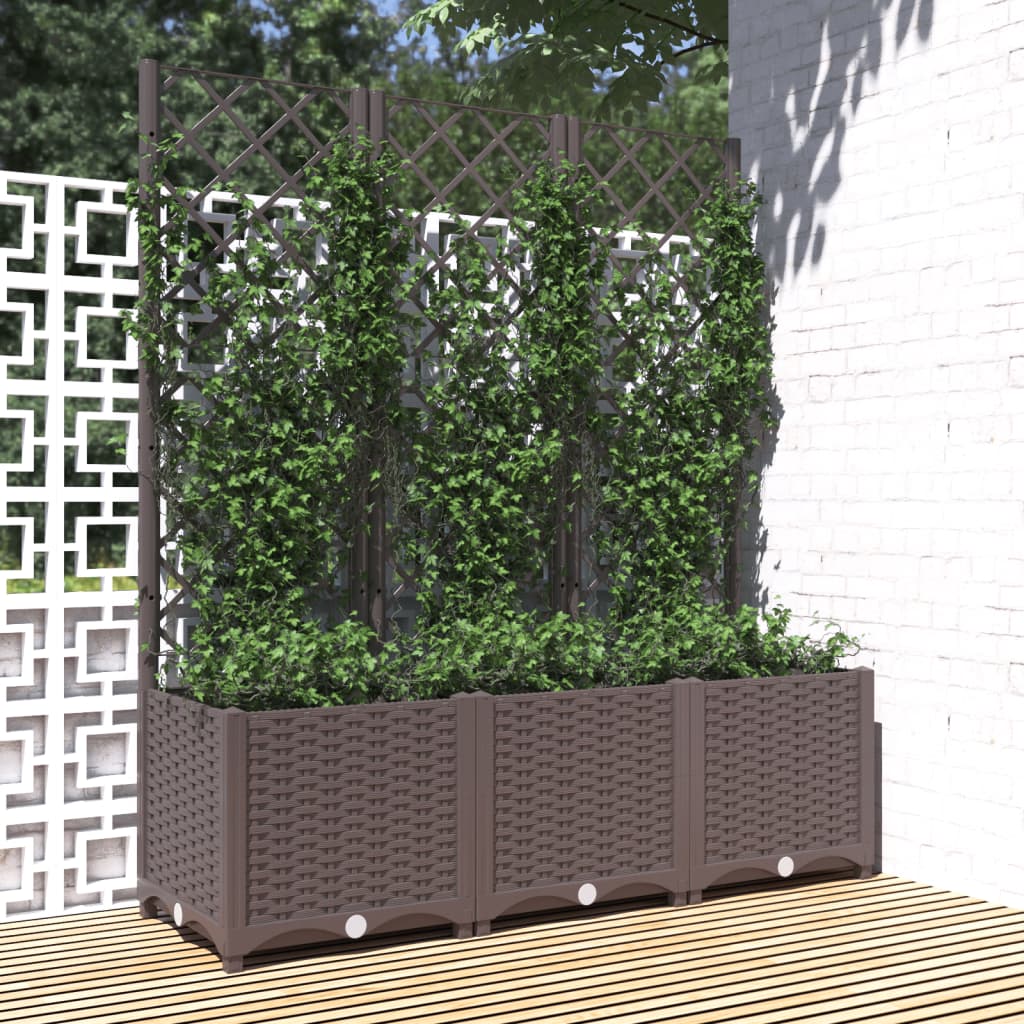 Garten-Pflanzgefäß mit Spalier Braun 120 x 40 x 136 cm PP