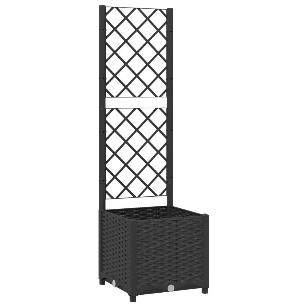 Garten-Pflanzgefäß mit Spalier Schwarz 40 x 40 x 136 cm PP