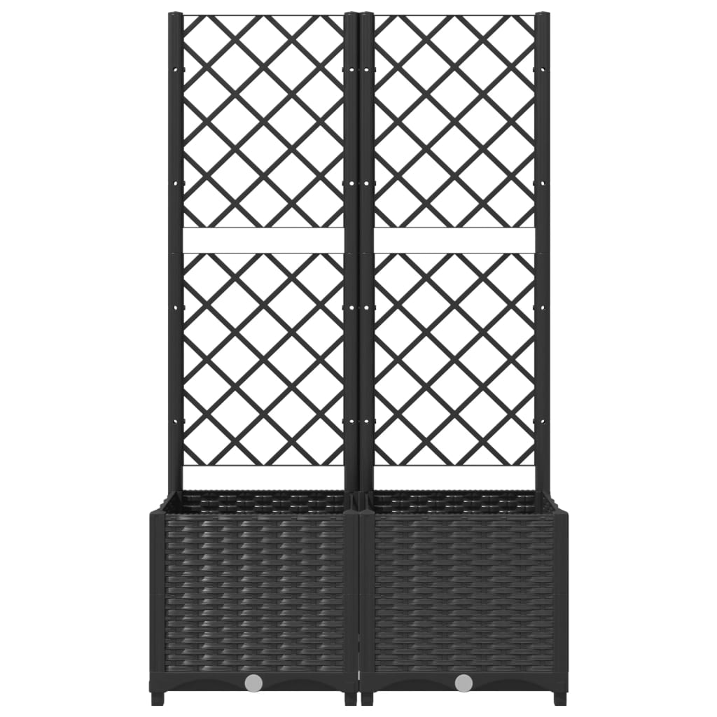 Garten-Pflanzgefäß mit Spalier Schwarz 80 x 40 x 136 cm PP
