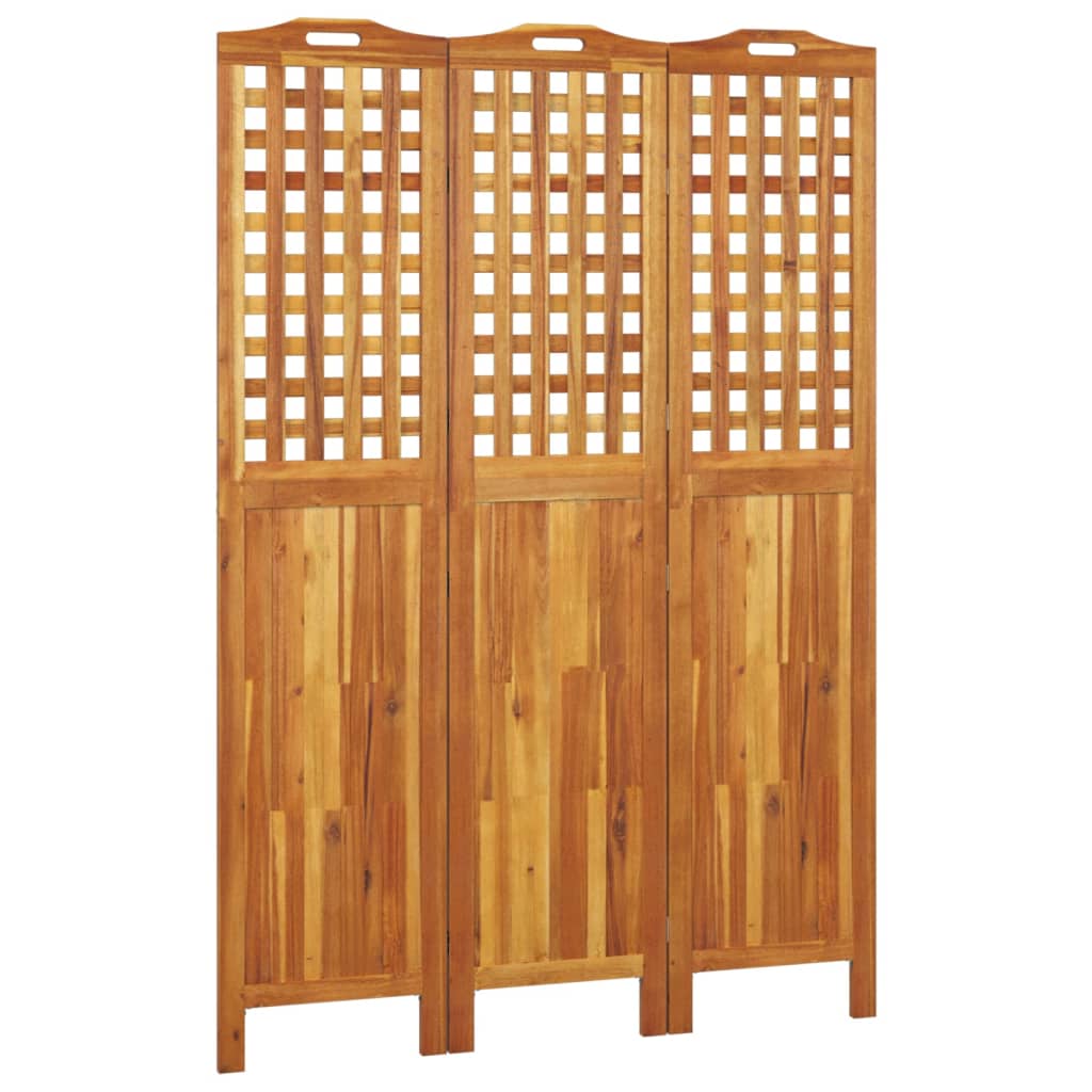 3-delt Skærm 121,5x2x180 cm massiv træ akacie