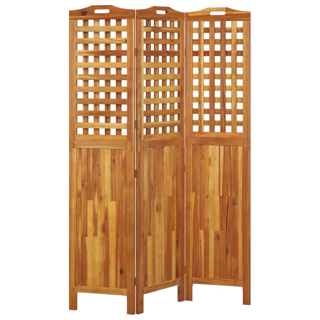 3-delt Skærm 121,5x2x180 cm massiv træ akacie
