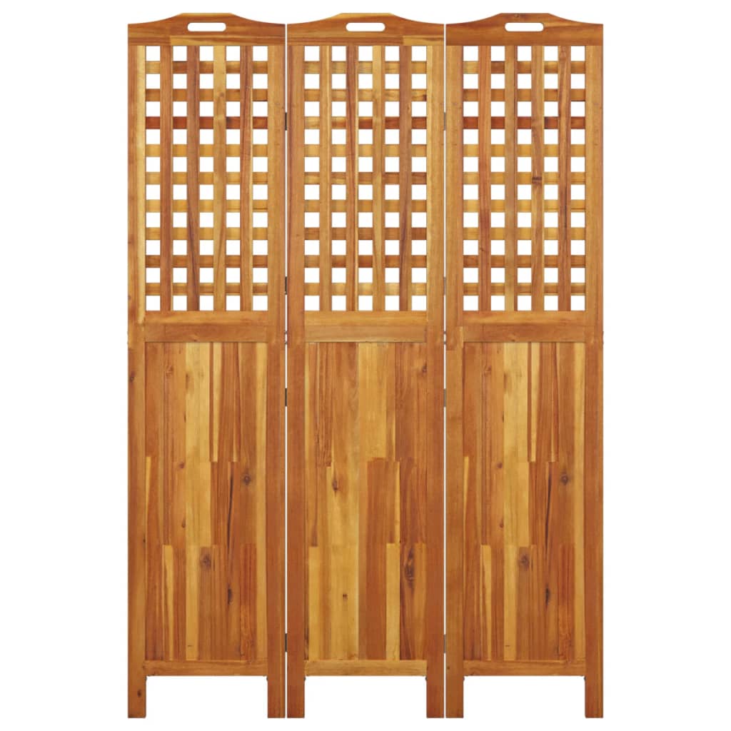 3-delt Skærm 121,5x2x180 cm massiv træ akacie