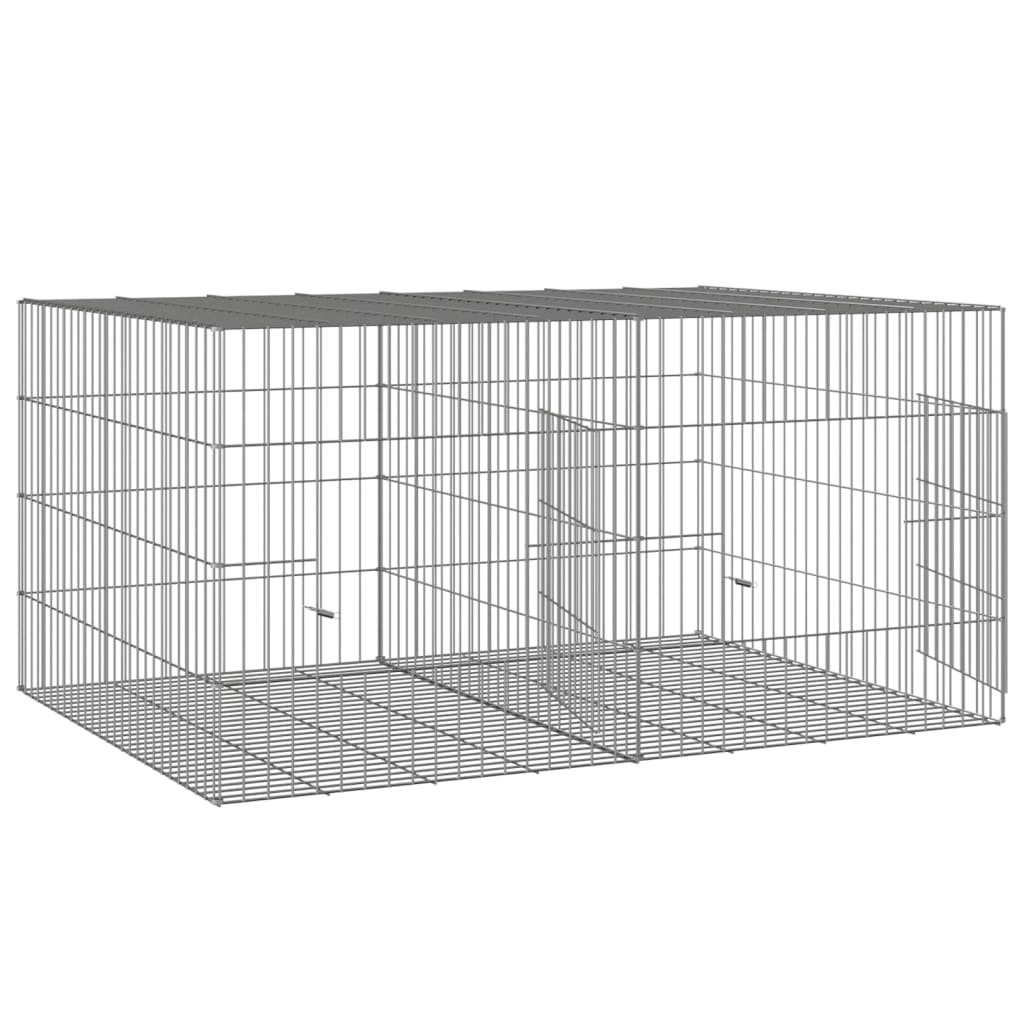 Kaninbur 2 Paneler 110x79x54 cm Galvaniseret jern