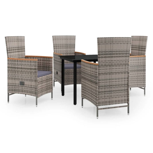 5-tlg. Garten-Essgruppe mit Kissen Grau