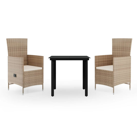 3-tlg. Garten-Essgruppe mit Kissen Beige