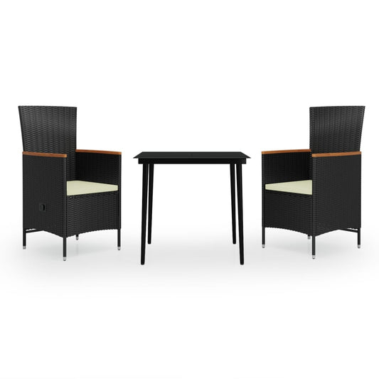 3-tlg. Garten-Essgruppe mit Kissen Schwarz