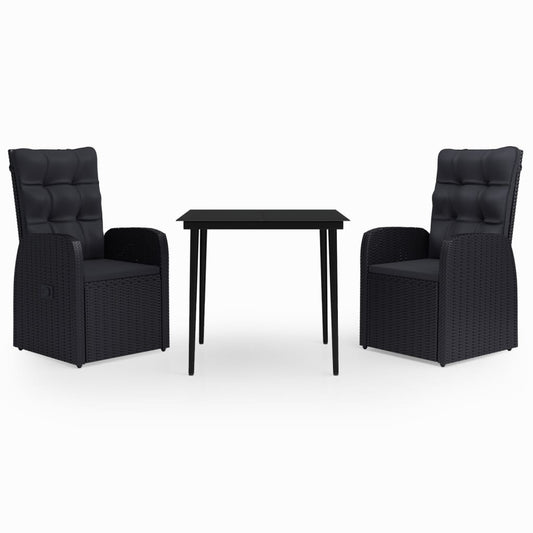 3-tlg. Garten-Essgruppe mit Kissen Schwarz