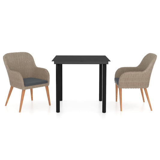 3-tlg. Garten-Essgruppe mit Kissen Braun