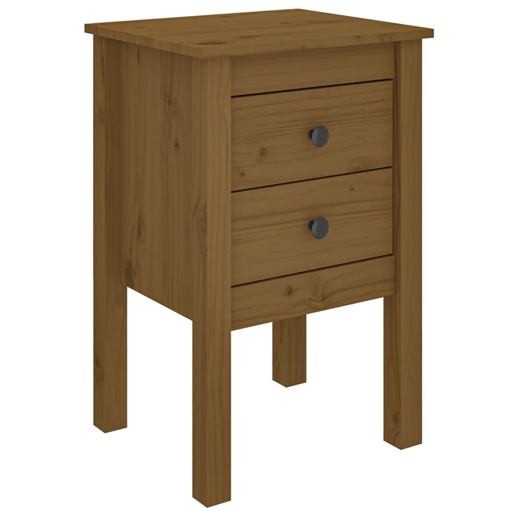 Sengeborde 2 stk Honningbrun 40x35x61,5 cm massiv fyrretræ