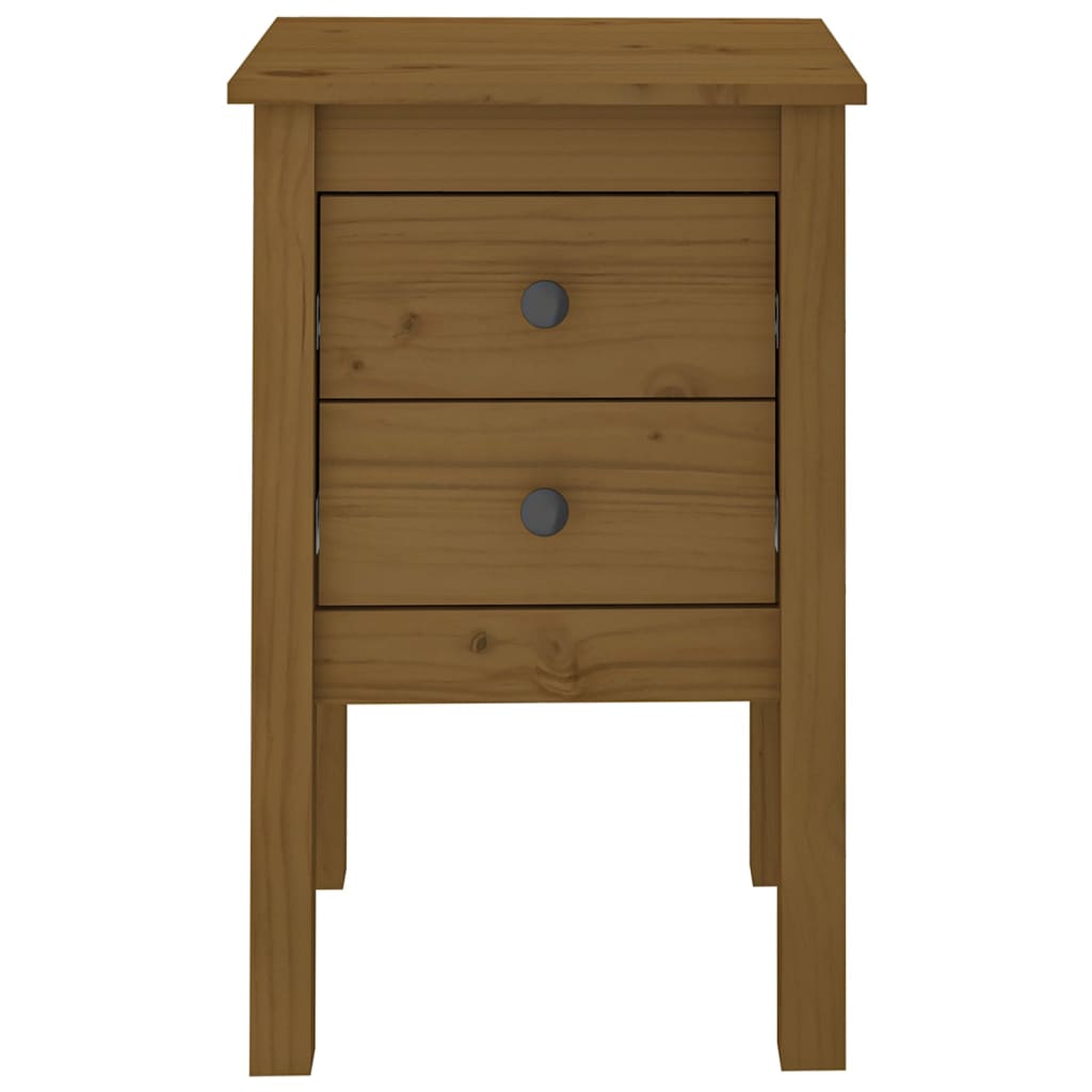 Sengeborde 2 stk Honningbrun 40x35x61,5 cm massiv fyrretræ