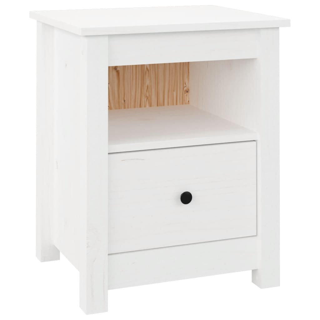 Sengebord Hvid 40x35x49 cm Massiv Fyr