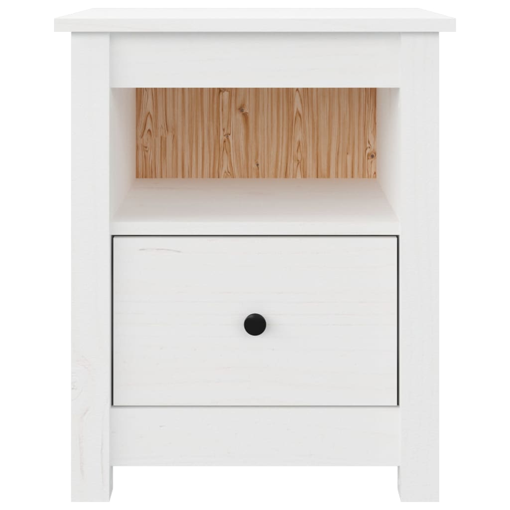 Sengebord Hvid 40x35x49 cm Massiv Fyr
