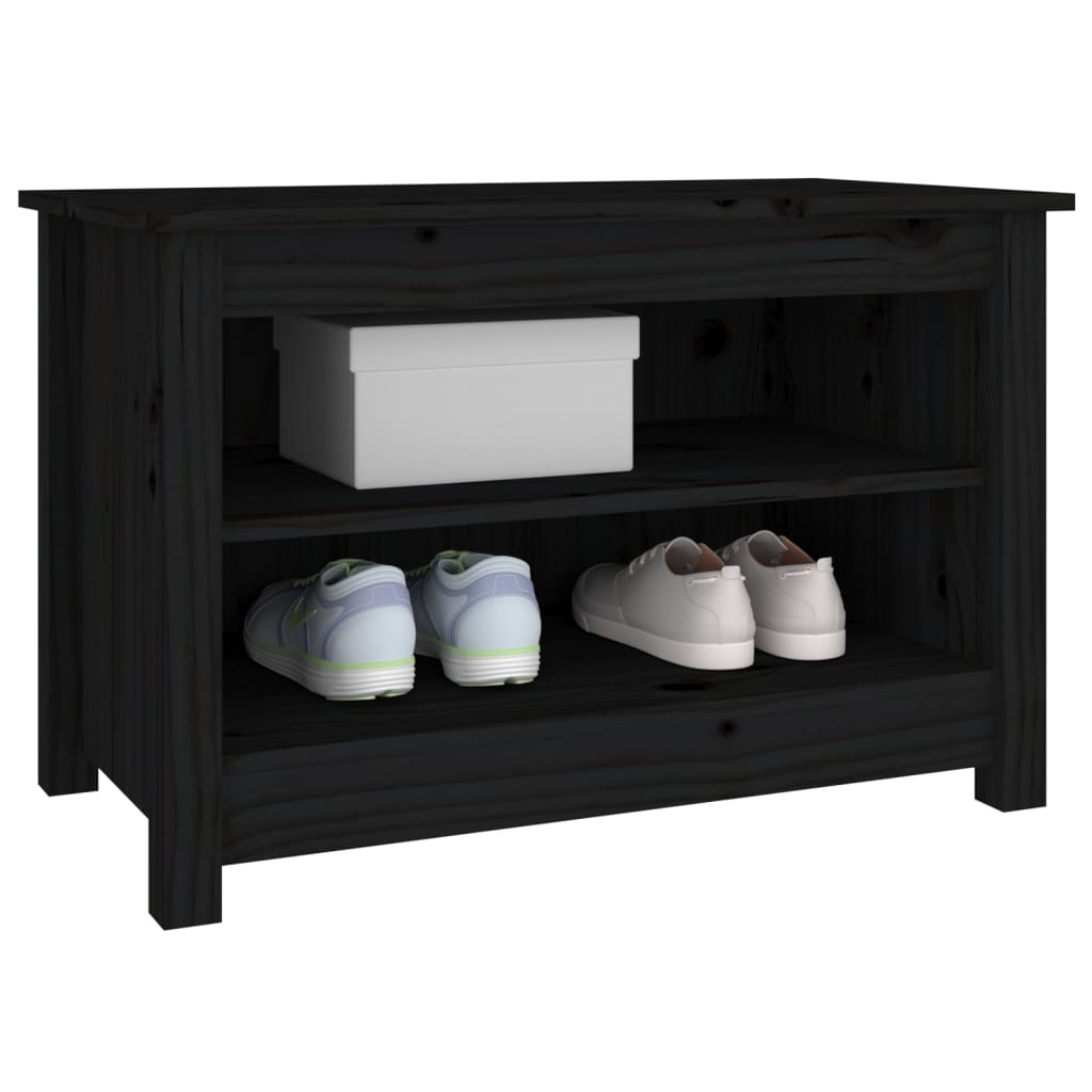 Skobænk Sort 70x38x45,5 cm Massiv Fyr