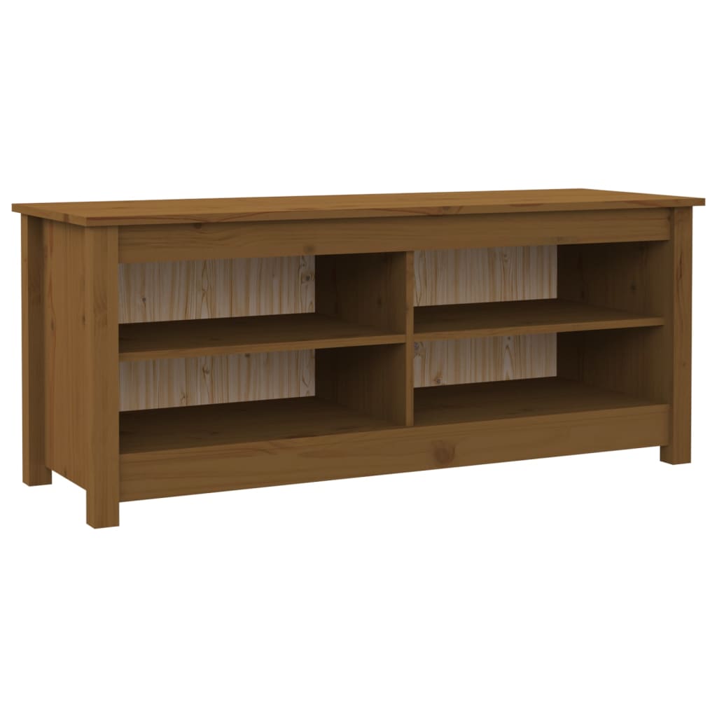 Skobænk honningbrun 110x38x45,5 cm massivt fyrretræ