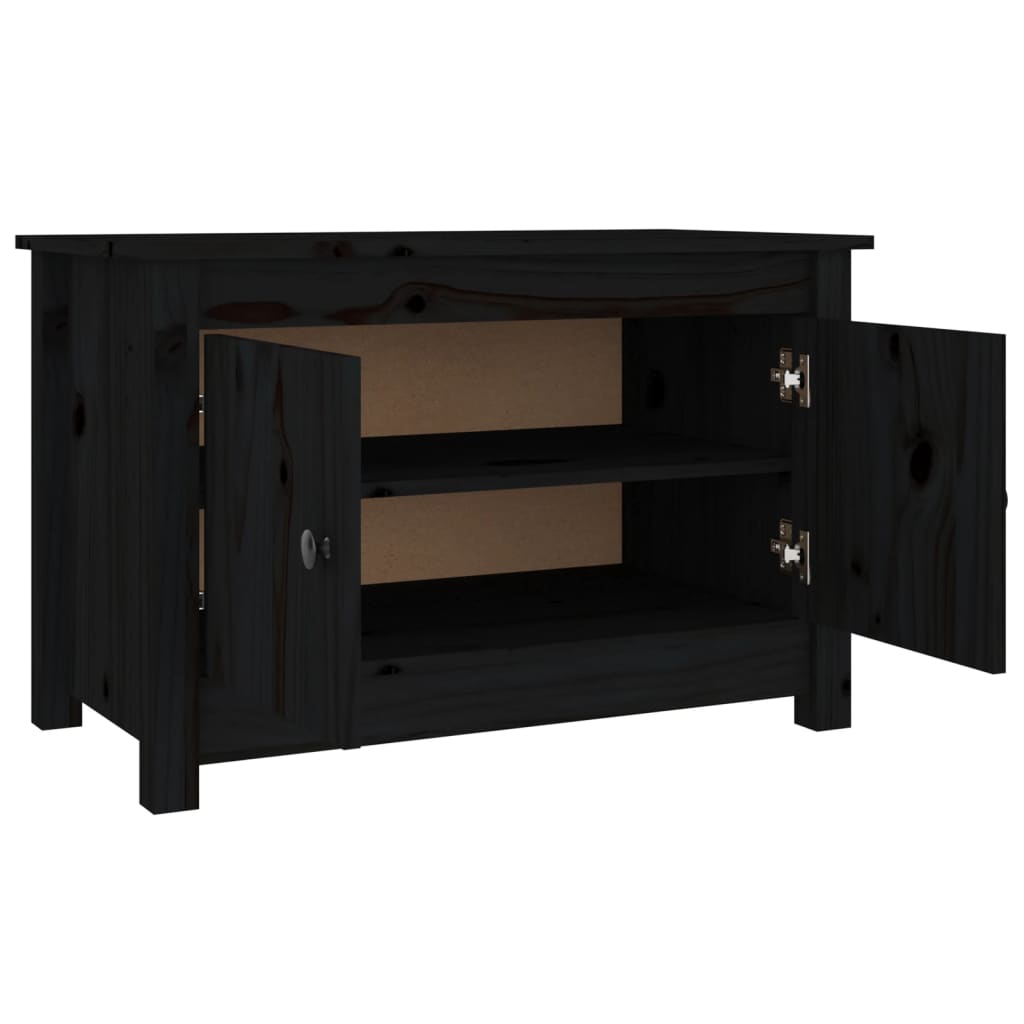 Skoskab Sort 70x38x45,5 cm Massiv Fyr