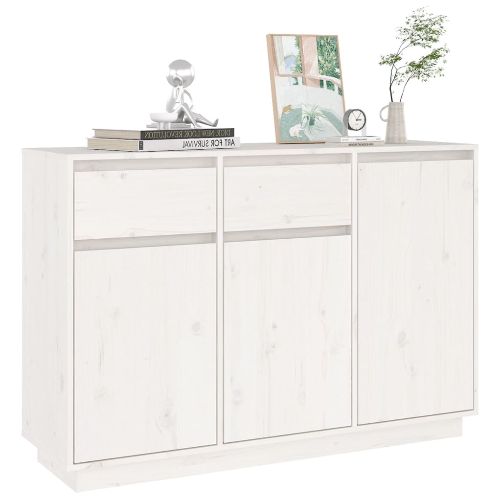 Skænk Hvid 110x34x75 cm Massiv Fyr