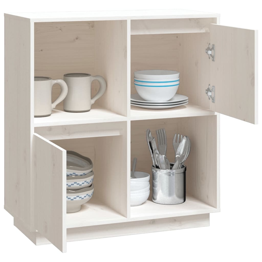 Skænk Hvid 74x35x80 cm Massiv Fyr