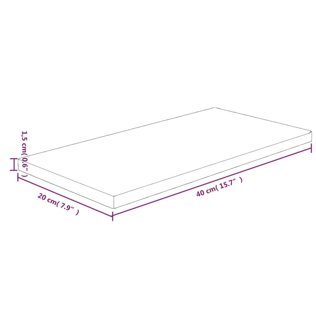 Hylde 40x20x1,5 cm Ubehandlet massiv eg