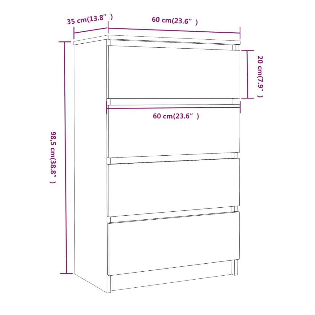Skænk røget eg 60x35x98,5 cm træmateriale