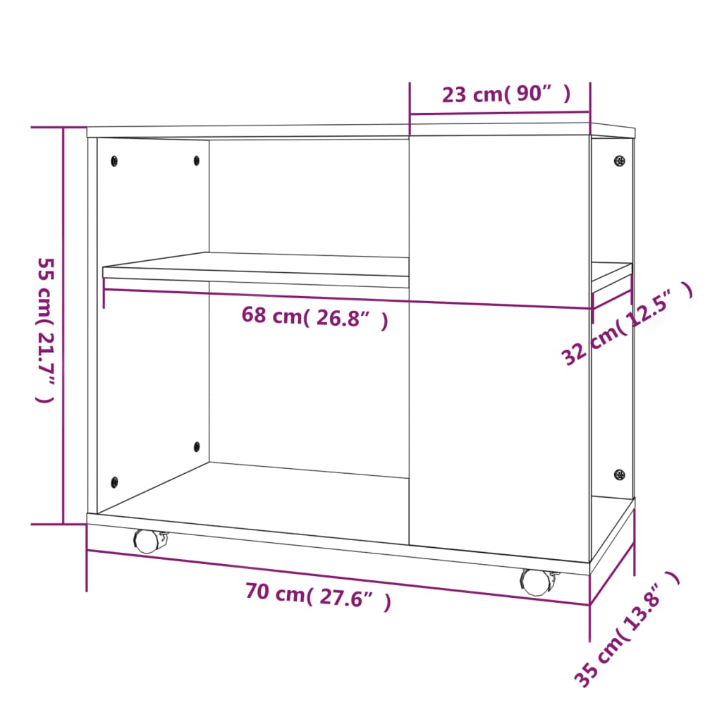 Beistelltisch Braun Eiche 70x35x55 cm Holzwerkstoff