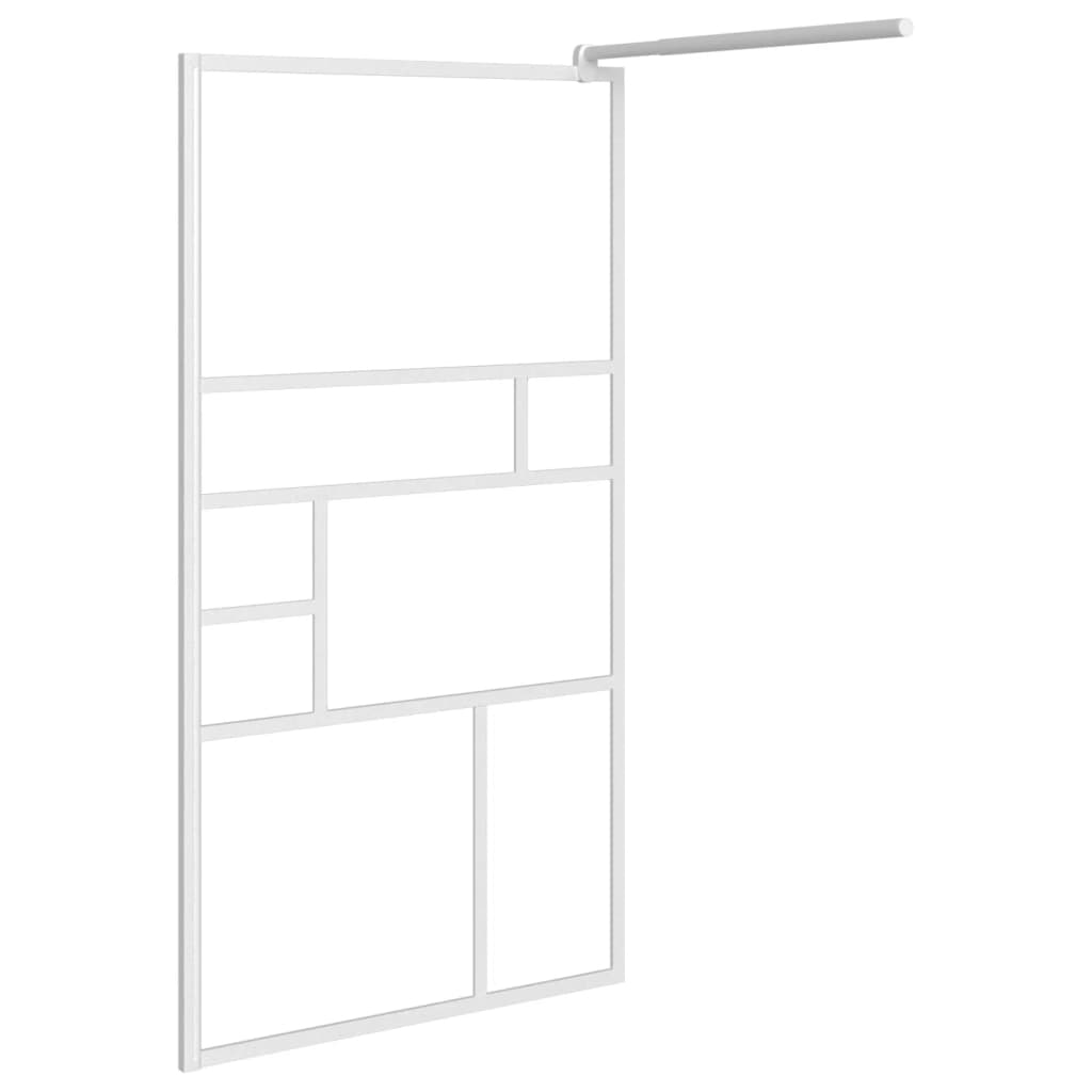 Brusevæg til bruseniche 115x195 cm ESG glas hvid