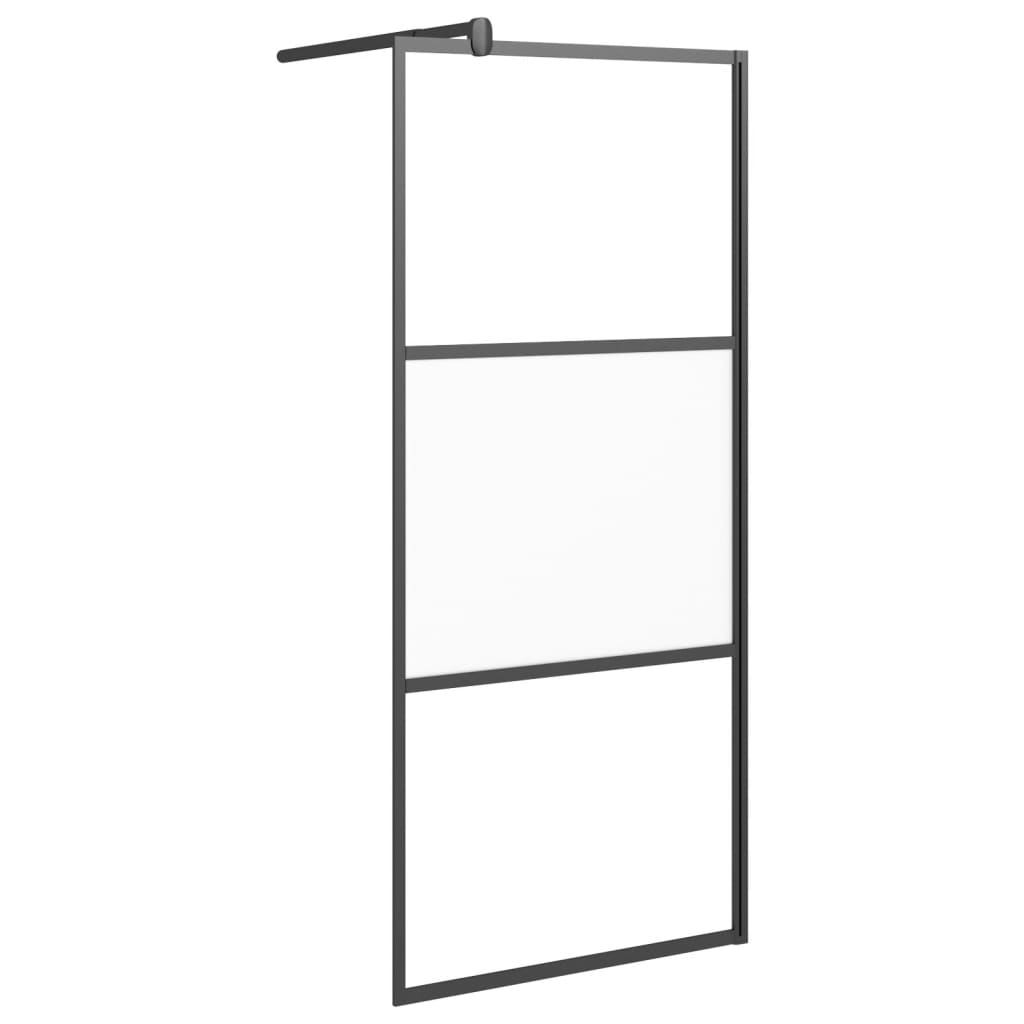Bruseafskærmning til bruseniche 80x195 cm ESG halvmat sort